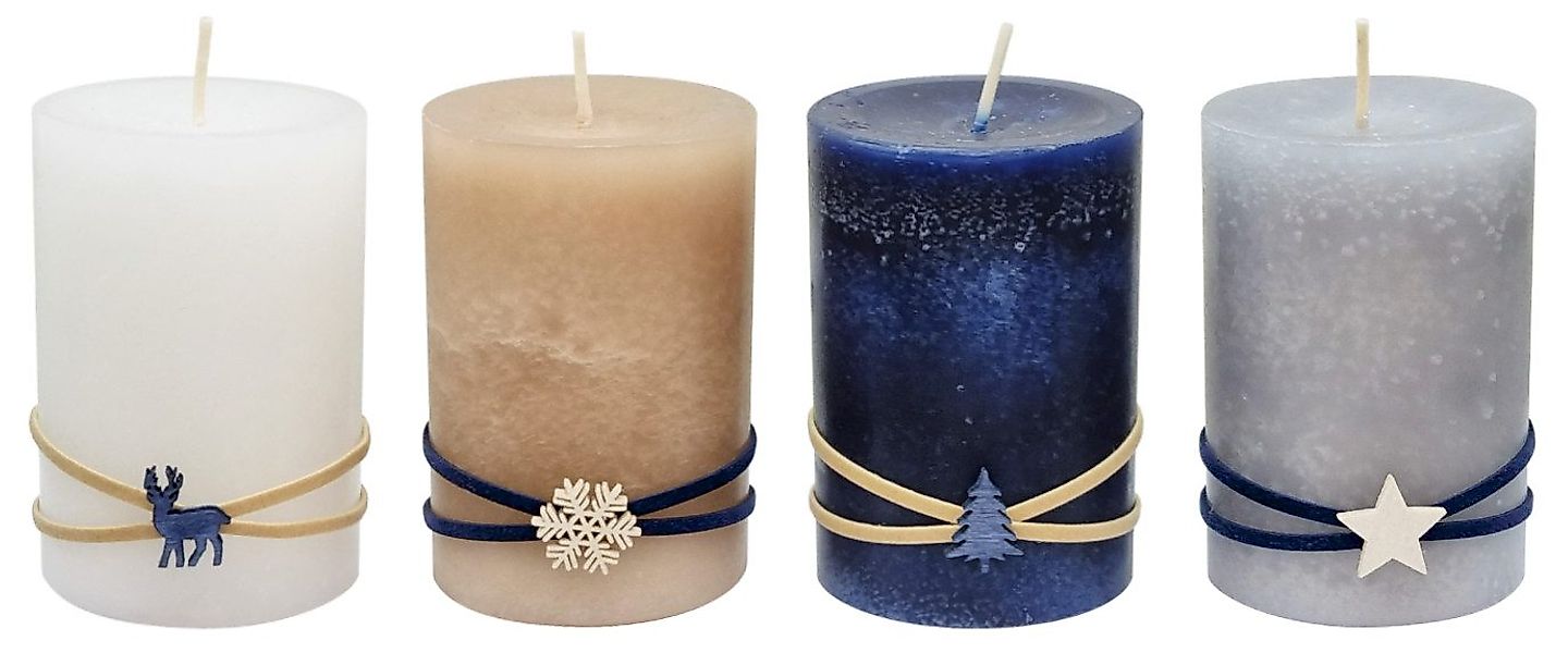 ZauberDeko Adventskerze Adventskerze Blau Grau Beige günstig online kaufen
