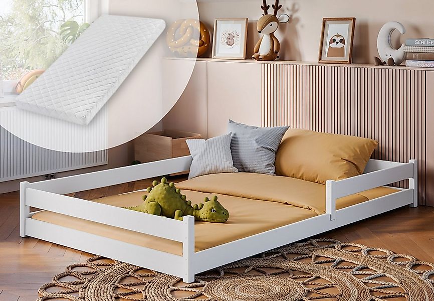 Kids Collective Kinderbett Bodenbett Bett mit Rausfallschutz & Lattenrost M günstig online kaufen