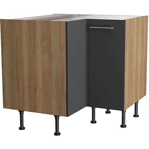 Optifit Küchen-Eck-Unterschrank Jonte984 90/90cmx57cmx58,4cm Anthra.-WildEi günstig online kaufen