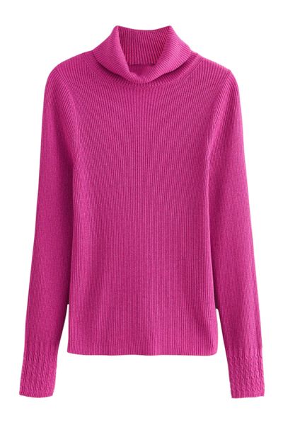 Next Strickpullover Gerippter Rollkragenpullover mit Wollanteil günstig online kaufen