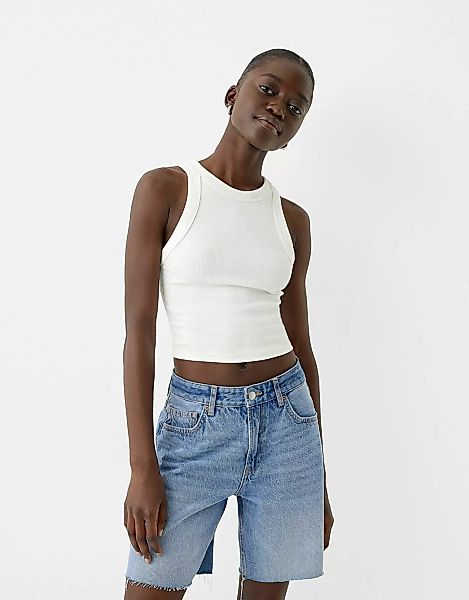 Bershka Jeans-Bermudashorts Damen 40 Ausgewaschenes Blau günstig online kaufen