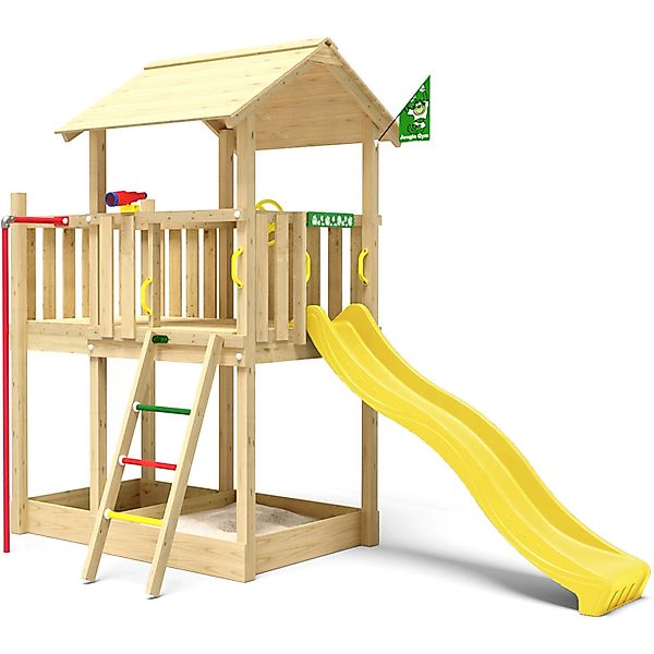 Jungle Gym Spielturm Marvel Holz Rutschstange und Rutsche Gelb günstig online kaufen