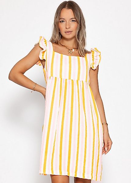 SASSYCLASSY Minikleid Gestreiftes Musselinkleid für Damen Kleid aus Musseli günstig online kaufen