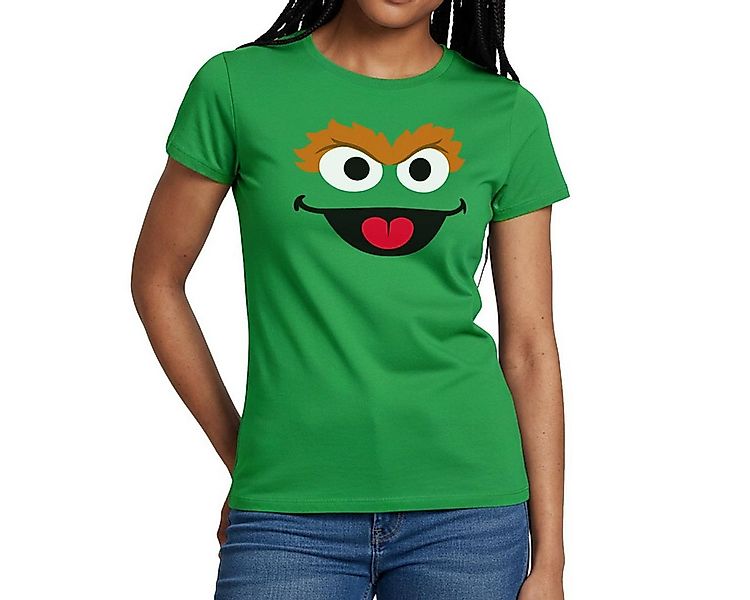 Spreadshirt T-Shirt Sesamstraße Oscar Kostüm Gesicht Karneval Frauen T-Shir günstig online kaufen
