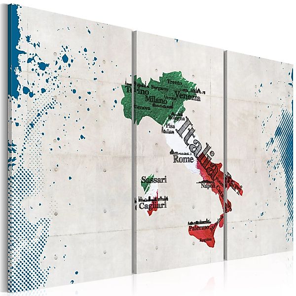 Wandbild - Landkarte von Italien - Triptychon günstig online kaufen