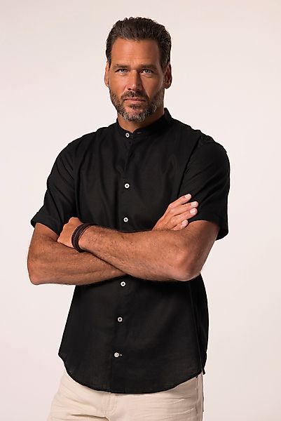 JP1880 Kurzarmhemd Hemd Halbarm Leinenmix Stehkragen günstig online kaufen