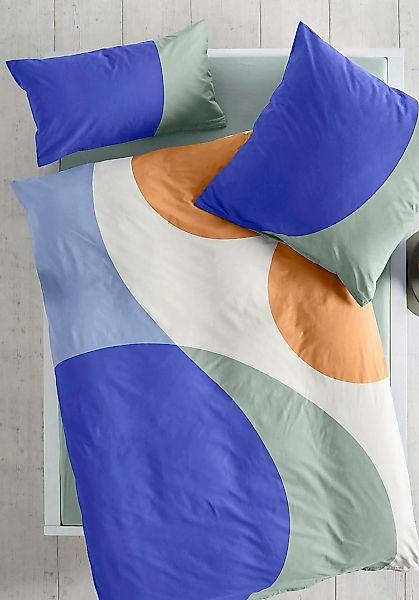 hessnatur Renforcé Bettwäsche-Set ONDA aus Bio-Baumwolle - blau - Größe 135 günstig online kaufen