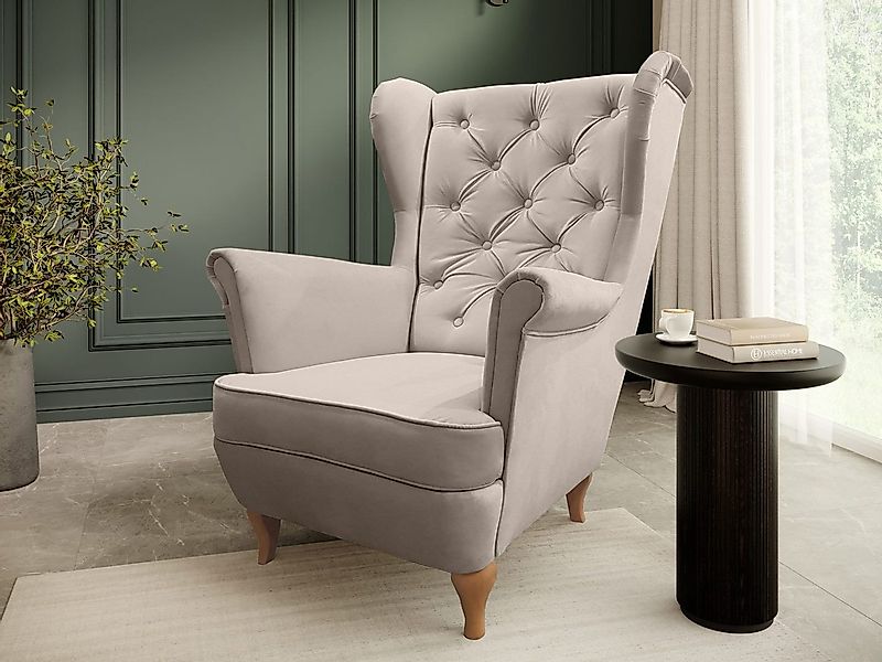 Beautysofa Ohrensessel Sessel FALCO Chesterfield Wohnzimmersessel Fernsehse günstig online kaufen