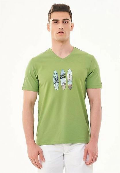 ORGANICATION T-Shirt Men's Printed V-neck T-shirt in Grass Green günstig online kaufen