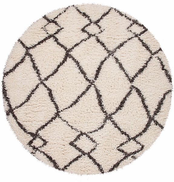 Paco Home Hochflor-Teppich "Orebro 170" rund 44 mm Höhe modernes Rauten Mus günstig online kaufen