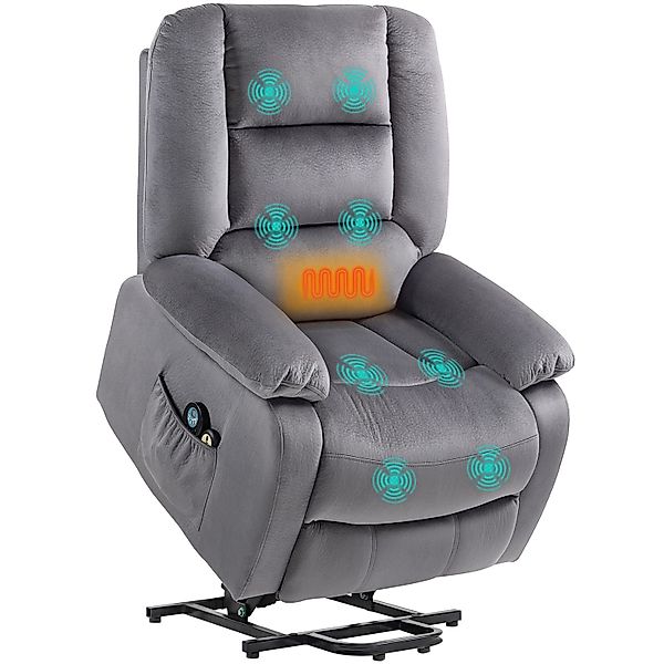 HOMCOM Relaxsessel mit Aufstehhilfe Elektrisch Samtoptik Dunkelgrau günstig online kaufen