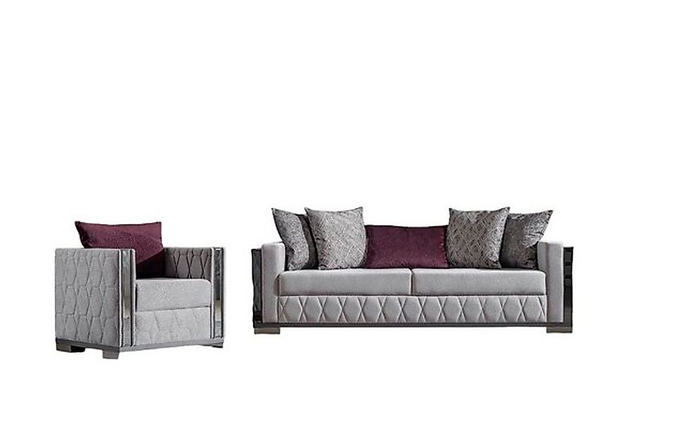 JVmoebel Sofa Silber Spiegel Sofagarnitur Couch Sitzpolster Sofagarnitur 3+ günstig online kaufen