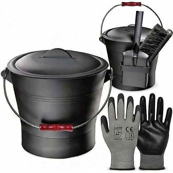 BLACK OAK Ascheeimer LANIN 8L mit Deckel, Schaufel und Besen – Aschebehälte günstig online kaufen