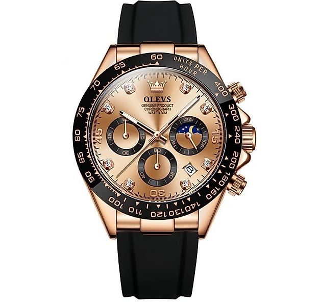 Tidy Quarzuhr Herrenuhr Rose/Schwarz Chronograph mit Silikonarmband günstig online kaufen