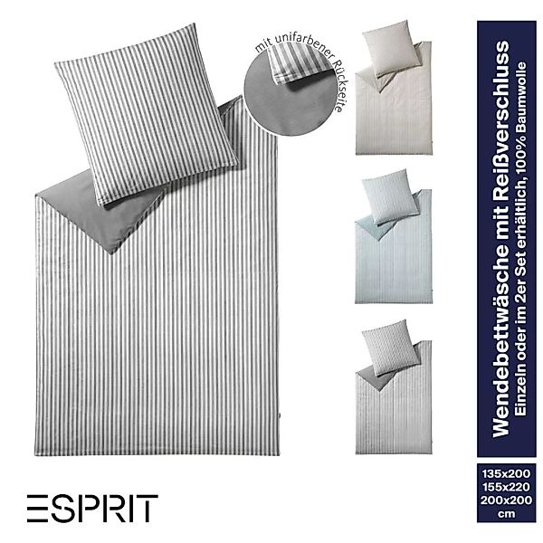 ESPRIT Heringbone Bettwaesche • 3 verschiedene Groessen und Farben - Grau / günstig online kaufen
