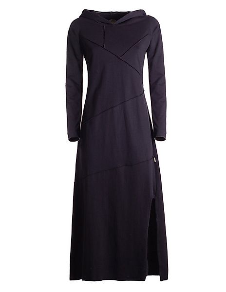 Vishes Maxikleid Damen knöchellanges Kleid Baumwolle Patchwork Design Kapuz günstig online kaufen