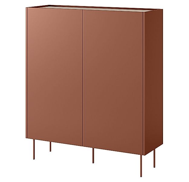 Lomadox Highboard DELFT-141, in rot und Eiche, 120 cm breit, versteckte Sch günstig online kaufen