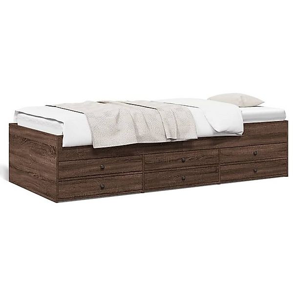 vidaXL Bett, Tagesbett Schubladen Braun Eiche-Optik 90x190 cm Holzwerkstoff günstig online kaufen