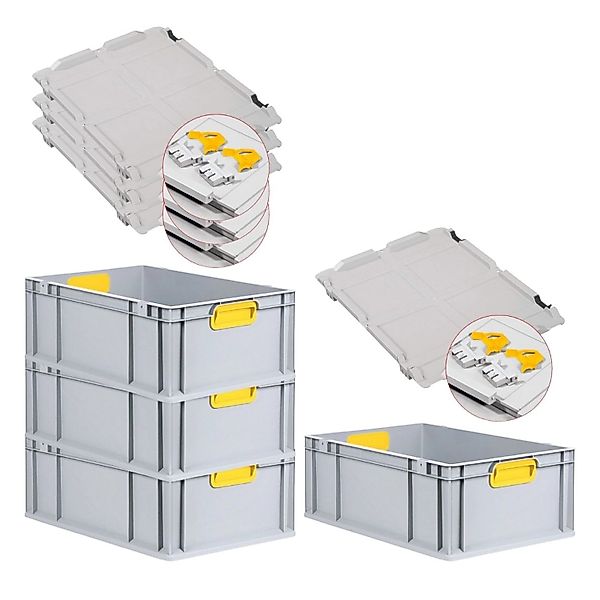 PROREGAL Spar Set 4x Eurobox Nextgen Color Mit Scharnierdeckel & Schiebesch günstig online kaufen