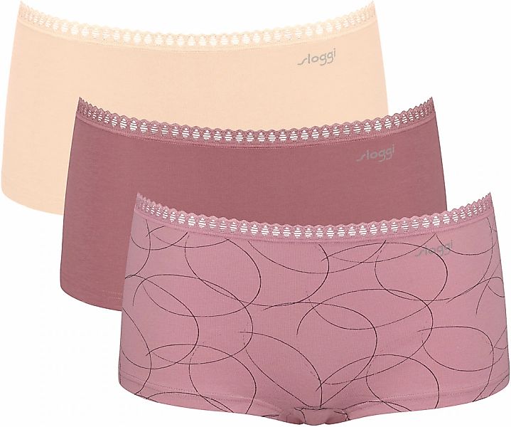 sloggi Retro Pants "GO Crush" 3er Pack, Spitzendetails, Multipack, Baumwoll günstig online kaufen