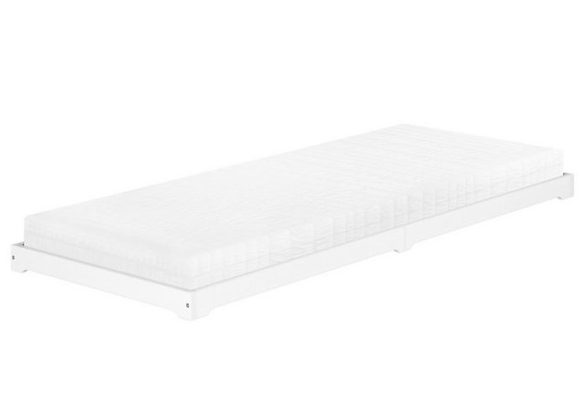 ERST-HOLZ Einzelbett Niedriges Einzelbett Kiefer weiß Massivholz 90x200 Hol günstig online kaufen