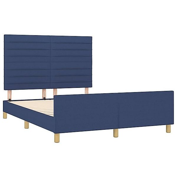 vidaXL Bettgestell Bettrahmen mit Kopfteil Blau 140x200 cm Stoff Bett Bettg günstig online kaufen