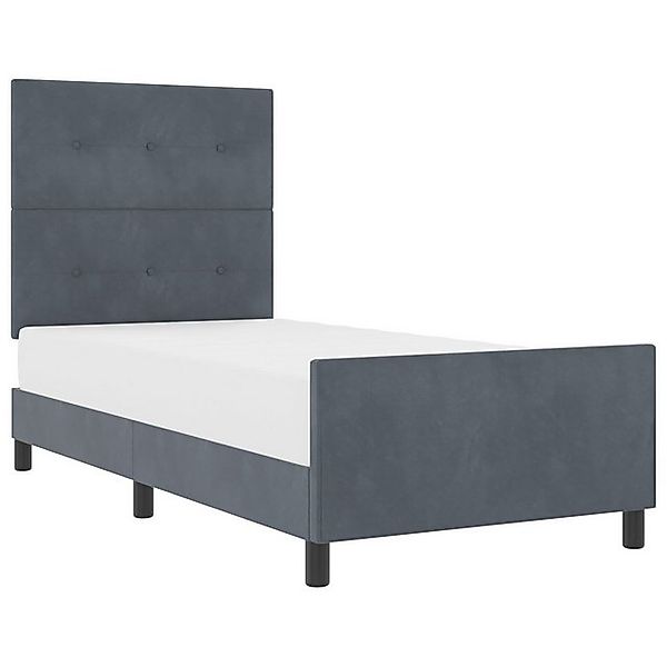 vidaXL Bett Bettgestell Dunkelgrau 90x200 cm Velours (1-tlg) günstig online kaufen