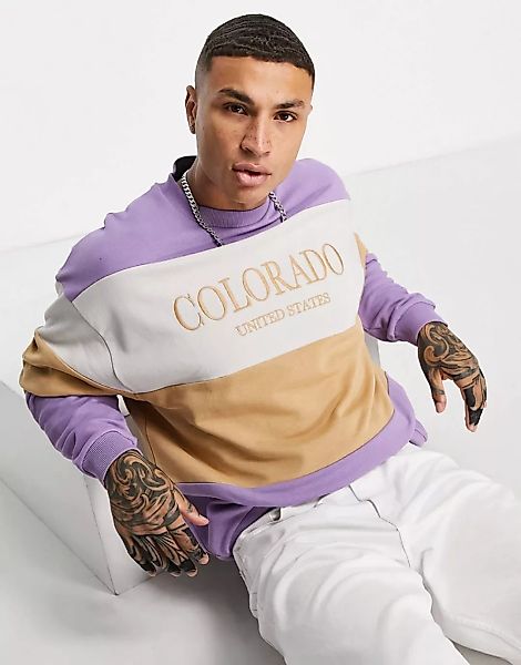 ASOS DESIGN – Oversize-Sweatshirt mit „Colorado“-Print-Mehrfarbig günstig online kaufen