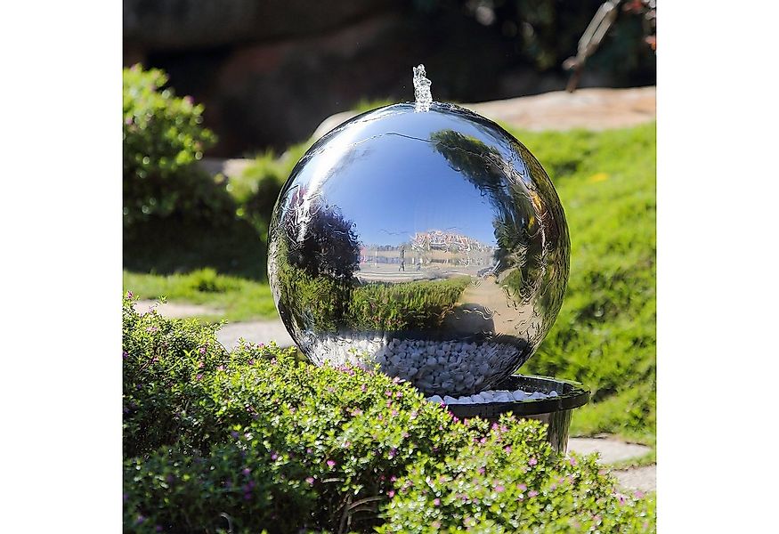Köhko Gartenbrunnen Kugelbrunnen (25 - 100 cm) aus Edelstahl mit LED-Beleuc günstig online kaufen