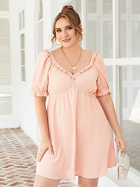 YOINS Plus Größe Kurze Puffärmel Mini Kleid günstig online kaufen
