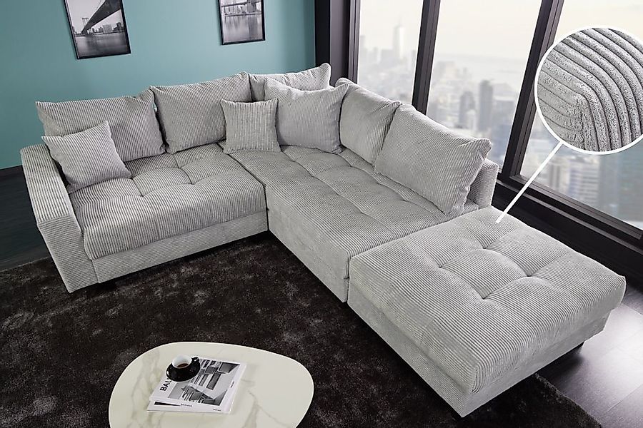 riess-ambiente Ecksofa KENT 220cm hellgrau / schwarz, Einzelartikel 1 Teile günstig online kaufen