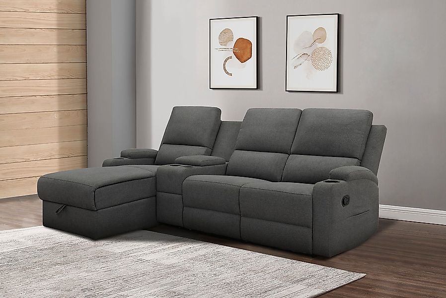 Home affaire Ecksofa "NAPORI Multimediasofa, 3er Kinosessel XXL, L-Form, 3 günstig online kaufen
