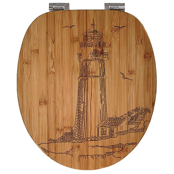 banjado WC-Sitz Bambus mit Gravur Leuchtturm günstig online kaufen