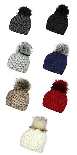 ZEBRO Strickmütze "Ida" mit Fellbommel besonders wärmend günstig online kaufen