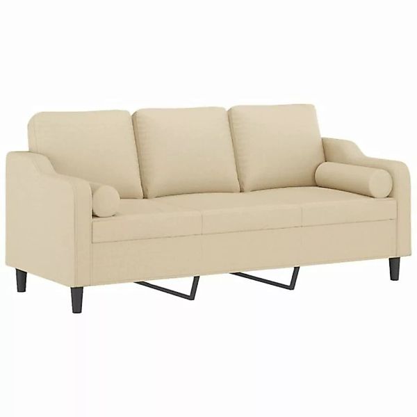vidaXL Sofa 3-Sitzer-Sofa mit Zierkissen Creme 180 cm Stoff günstig online kaufen