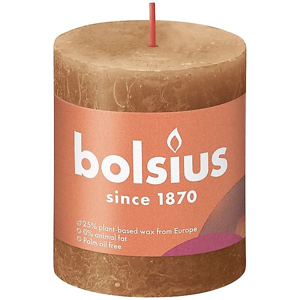 Bolsius Stumpenkerze Bolsius Rustik Stumpenkerze 80/68 mm Gewürzbraun günstig online kaufen