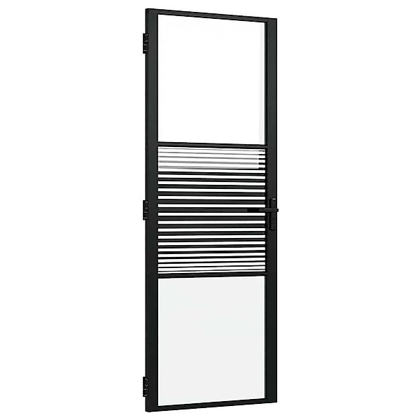 vidaXL Glastür Gestreift Schwarz 76 x 3,5 x 201,5 cm Aluminium 42012453 günstig online kaufen