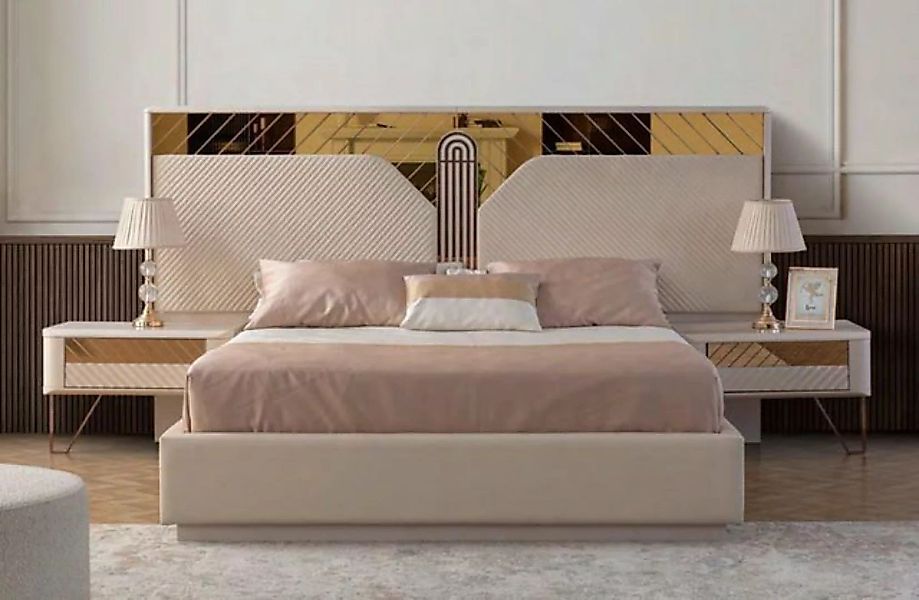 JVmoebel Bett Stilvolles Schlafzimmer Set Doppelbett Holz Nachttische Desig günstig online kaufen