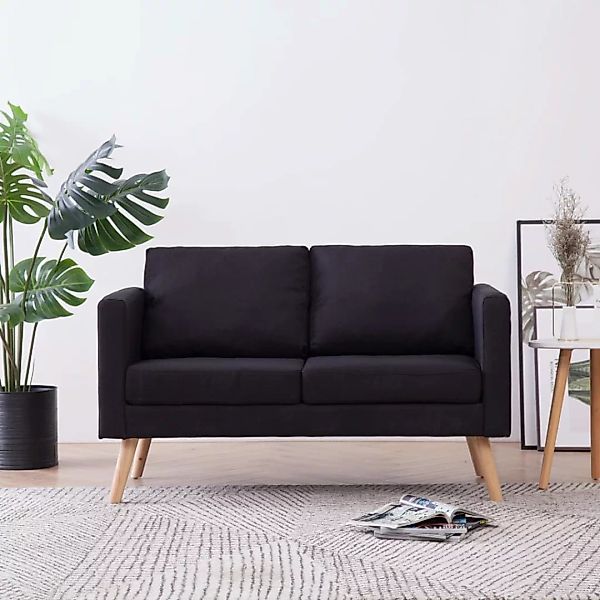 vidaXL Sofa 2-Sitzer-Sofa Stoff Schwarz Couch günstig online kaufen