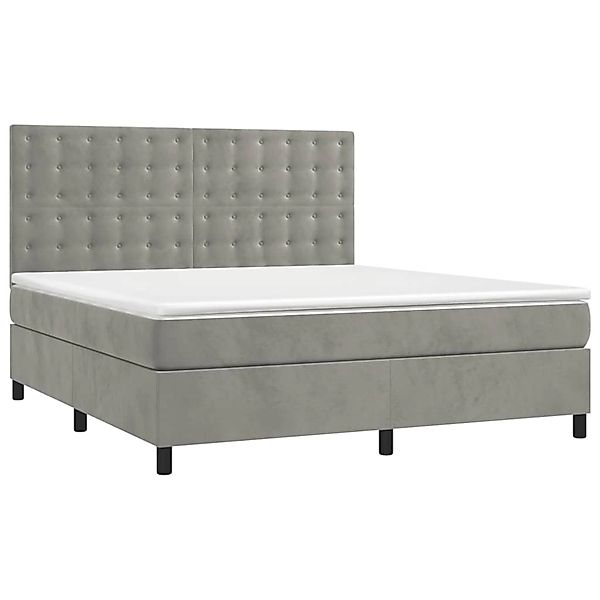 vidaXL Boxspringbett mit Matratze & LED Hellgrau 160x200 cm Samt 3136371 günstig online kaufen