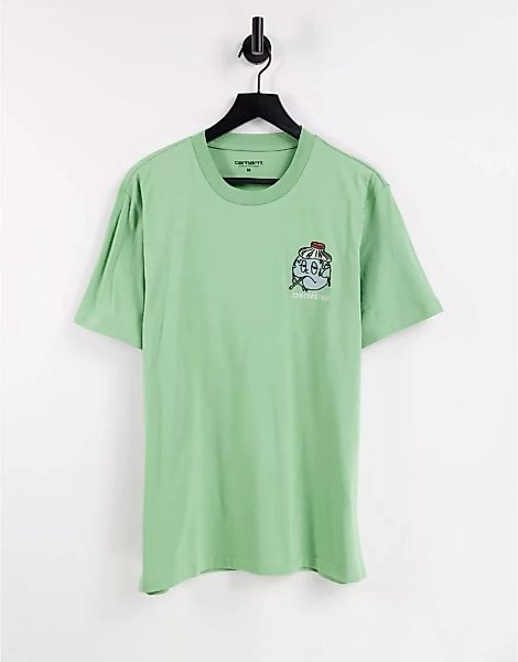 Carhartt WIP – T-Shirt mit erkältete-Welt-Logo in Grün günstig online kaufen