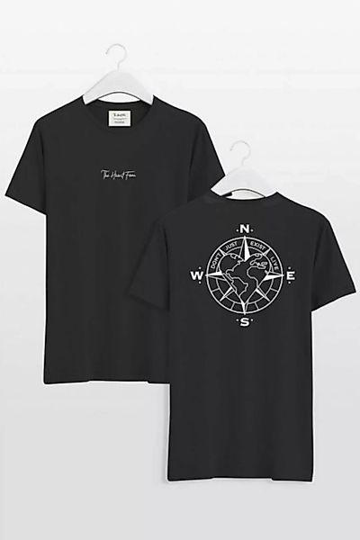 TheHeartFam T-Shirt Nachhaltiges Bio-Baumwolle Tshirt Schwarz Kompass Herre günstig online kaufen