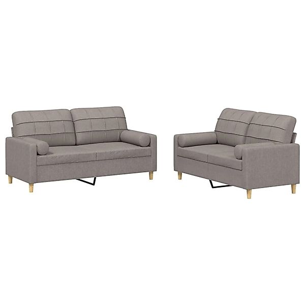 vidaXL 2-Tlg Sofagarnitur mit Kissen Taupe Stoff 3201297 günstig online kaufen