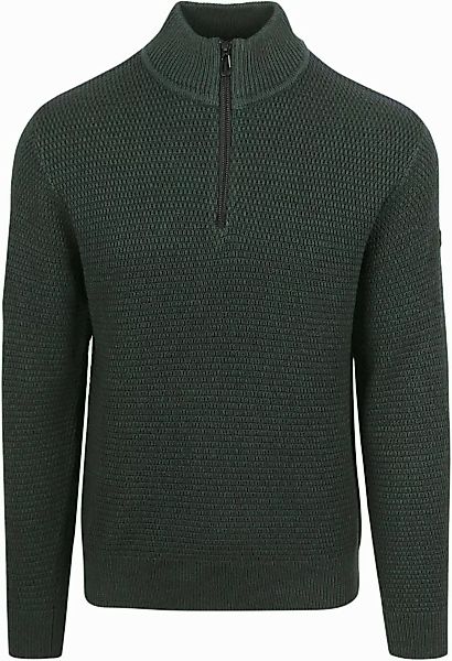 No Excess Halfzip Pullover Struktur Melange Dunkelgrün - Größe XXL günstig online kaufen