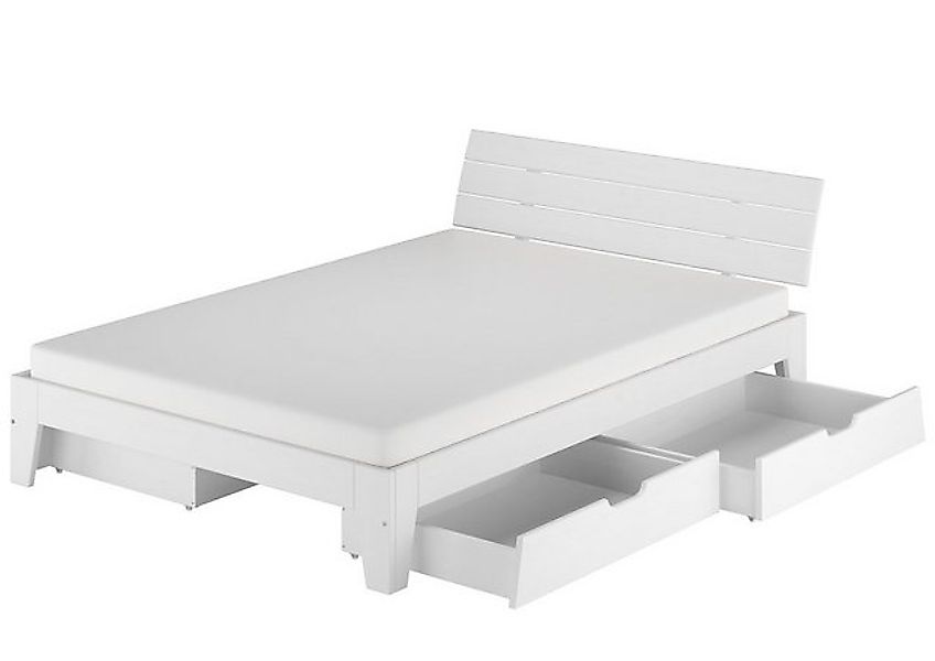 ERST-HOLZ Bett Komfortables Futonbett 160x200 Kiefer massiv weiß mit Staura günstig online kaufen