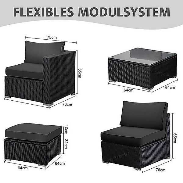 MeXo Gartensofa Rattan Modulsofa mit Liegefunktion Outdoor Wetterfest Balko günstig online kaufen