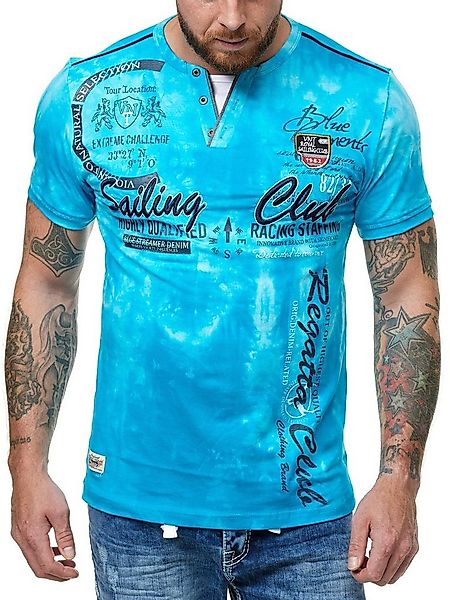 L.gonline Kurzarmshirt Herren T-Shirt mit Knopfleiste, Verwaschen kurzarm m günstig online kaufen