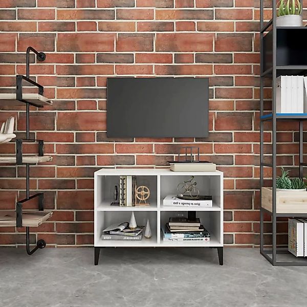 Tv-schrank Mit Metallbeinen Hochglanz-weiß 69,5x30x50cm günstig online kaufen