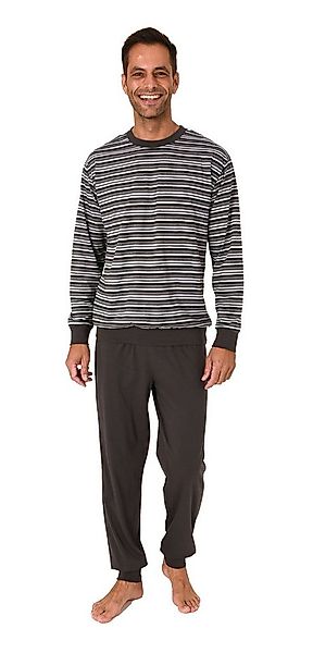Normann Pyjama Normann Herren Schlafanzug langarm mit Bündchen in Streifeno günstig online kaufen
