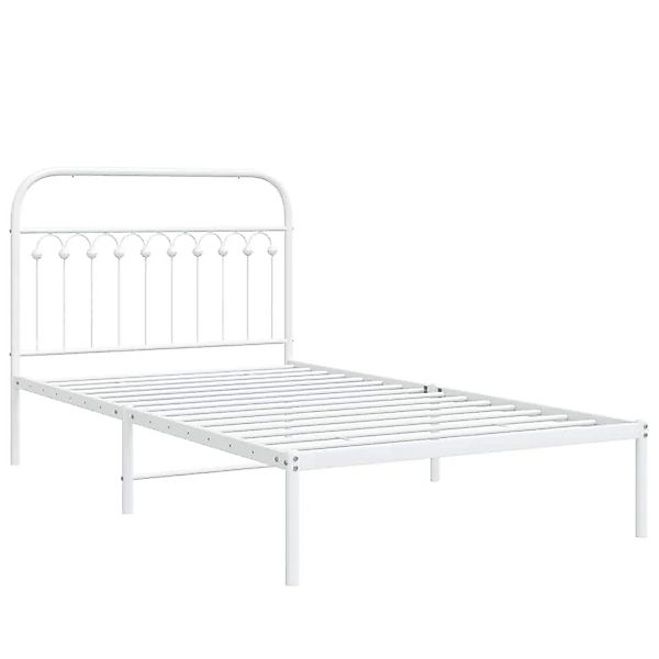 vidaXL Bettgestell mit Kopfteil Metall Weiß 107x203 cm 376645 günstig online kaufen